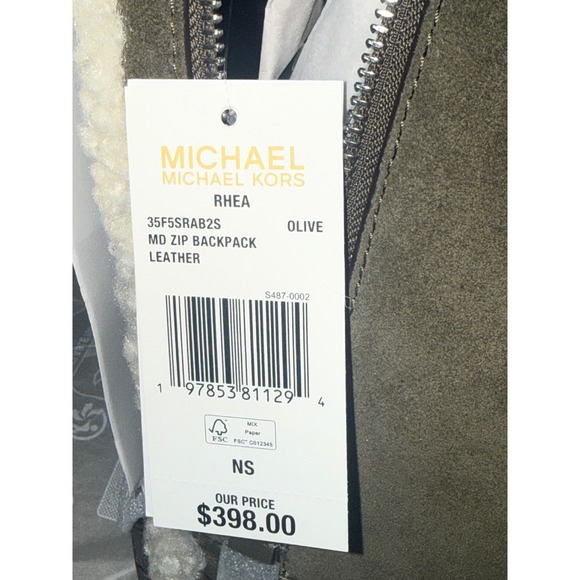Michael Kors Rhea Medium Backpack Olive Green Suede NWT New with Tags - Picture 11 of 11